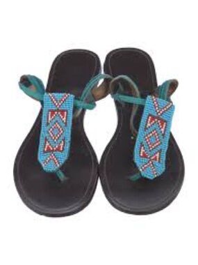 Diane Von Furstenberg Beaded Sandal Blue Multi Size 9.5